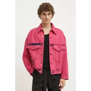 Études Studio geacă din denim bărbați, culoarea roz, de tranziție, oversize, H24MMOUT530 imagine