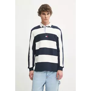 Tommy Jeans longsleeve din bumbac culoarea bleumarin, cu imprimeu, DM0DM20666 imagine