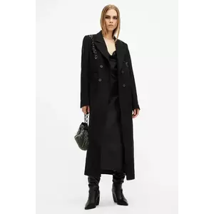 AllSaints palton de lână ELLEN culoarea negru, de tranziție, cu doua randuri de nasturi, W092OB imagine