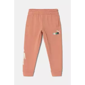 Puma pantaloni de trening din bumbac pentru copii X PLAYMOBIL culoarea portocaliu, cu imprimeu, 627391 imagine