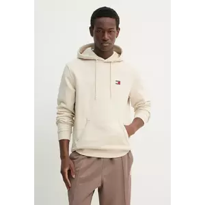 Tommy Jeans hanorac de bumbac bărbați, culoarea bej, cu glugă, uni, DM0DM20258 imagine