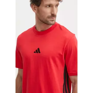 adidas tricou din bumbac Essentials bărbați, culoarea roșu, cu imprimeu, JE6386 imagine