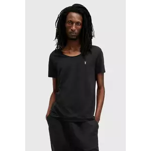 AllSaints tricou din bumbac FARIS bărbați, culoarea negru, uni, M017JB imagine