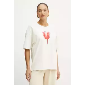 BOSS tricou din bumbac femei, culoarea bej, 50532093 imagine