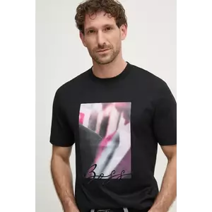BOSS tricou din bumbac bărbați, culoarea negru, cu imprimeu, 50536460 imagine