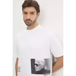 Karl Lagerfeld tricou din bumbac bărbați, culoarea alb, cu imprimeu, 551225.755290 imagine