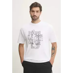 Karl Lagerfeld tricou din bumbac bărbați, culoarea alb, cu imprimeu, 551230.755186 imagine