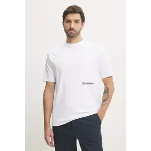 Karl Lagerfeld tricou din bumbac bărbați, culoarea alb, cu imprimeu, 551230.755192 imagine