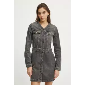 Tommy Jeans rochie din denim culoarea gri, mini, dreaptă, DW0DW20154 imagine