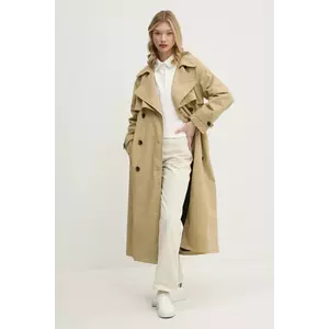 Tommy Jeans trenci din bumbac culoarea bej, de tranziție, DW0DW20280 imagine