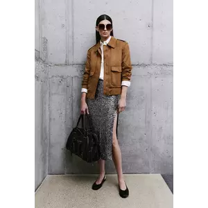 Answear Lab fustă culoarea argintiu, midi, creion imagine