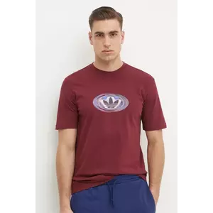 adidas Originals tricou din bumbac barbati, culoarea bordo, cu imprimeu, JM0481 imagine