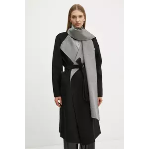 Karl Lagerfeld palton din lână pe două fețe culoarea negru, de tranziție, A1W15018 imagine