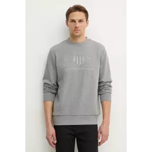 Gant hanorac de bumbac barbati, culoarea gri, cu imprimeu imagine