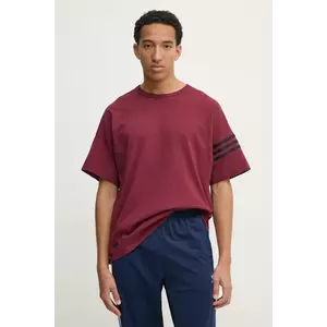 adidas Originals tricou din bumbac Neuclassics bărbați, culoarea bordo, cu imprimeu, JC9934 imagine