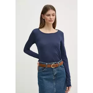 Sisley longsleeve femei, culoarea albastru marin imagine