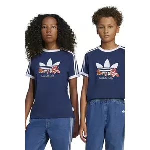 adidas Originals tricou de bumbac pentru copii culoarea albastru marin, cu imprimeu, JD0389 imagine