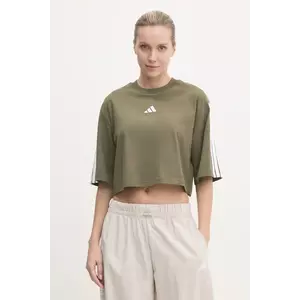 adidas tricou din bumbac Essentials femei, culoarea verde, JE1199 imagine
