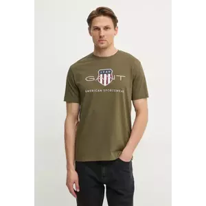 Gant tricou din bumbac culoarea verde, cu imprimeu imagine