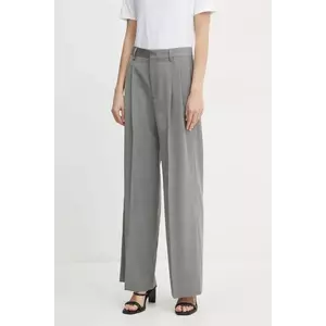 Filippa K pantaloni de lână culoarea gri, drept, high waist, 29582 imagine