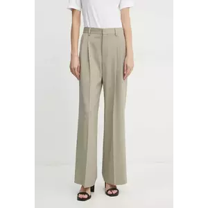 Filippa K pantaloni de lână culoarea bej, drept, high waist, 29582 imagine