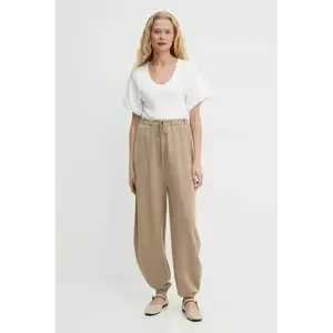 By Malene Birger pantaloni TEVANA femei, culoarea bej, neted, Q72551002 imagine