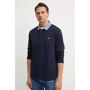 Gant longsleeve din bumbac culoarea albastru marin, neted, 2004082 imagine