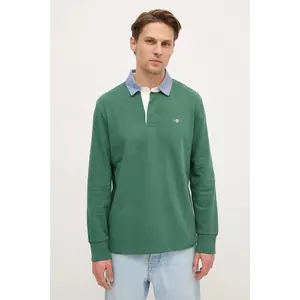 Gant longsleeve din bumbac culoarea verde, neted, 2004082 imagine