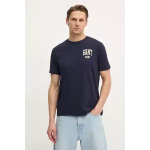 Gant tricou din bumbac barbati, culoarea albastru marin, cu imprimeu, 2003292 imagine