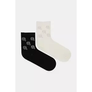 Karl Lagerfeld sosete 2-pack IKON RHINESTONE femei, culoarea negru, A1W47103 imagine