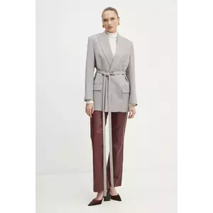 Victoria Beckham geaca de lana culoarea gri, cu doua randuri de nasturi, neted, 1125WJK006092A imagine