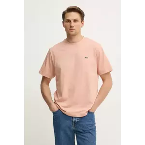 Lacoste tricou din bumbac barbati, culoarea portocaliu, neted, TH7318 imagine