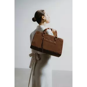 Answear Lab geanta de mana din piele intoarsa culoarea maro imagine