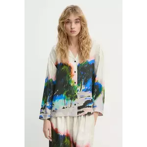 MUNTHE cămașă SACHU femei, culoarea bej, cu guler clasic, relaxed, 244102224418 imagine