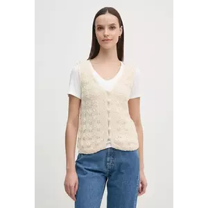 Hoss Intropia vestă cu amestec de in culoarea bej, un singur rand de nasturi, 6318053 imagine