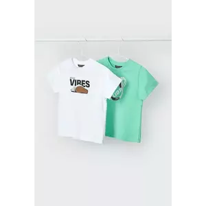 Mayoral tricou de bumbac pentru copii 2-pack culoarea verde, cu imprimeu, 3040 imagine