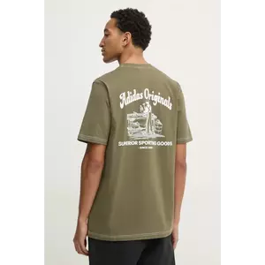 adidas Originals tricou din bumbac Wabash bărbați, culoarea verde, cu imprimeu, JP4476 imagine