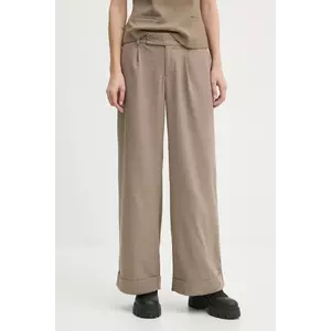 Hollister Co. pantaloni femei, culoarea maro, lat, medium waist, KI356-4207 imagine