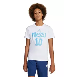 adidas Performance tricou de bumbac pentru copii MESSI culoarea alb, cu imprimeu, JJ1416 imagine