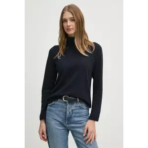 United Colors of Benetton pulover din amestec de lână culoarea bleumarin, light, cu guler, 1035D2551 imagine