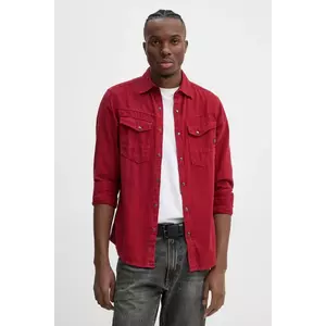 G-Star cămașă din bumbac bărbați, culoarea rosu, cu guler clasic, regular, D25223-D454 imagine