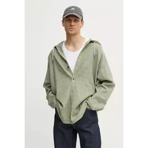 Diesel camasa S-DEWNY-HOOD-B SHIRT barbati, culoarea verde, cu guler stand-up, relaxed, A16214.0TKAG imagine