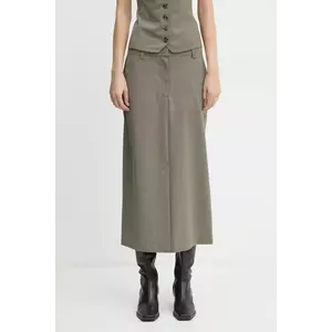 Samsoe Samsoe fusta din amestec de lana SATOVE culoarea gri, midi, drept, F24400133 imagine