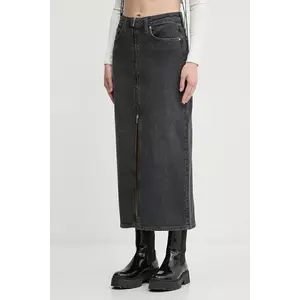 Karl Lagerfeld Jeans fusta jeans culoarea gri, midi, drept, A1W12008 imagine