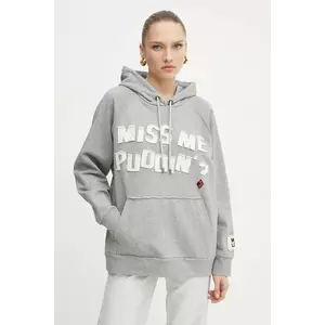 MAX&Co. hanorac de bumbac femei, culoarea gri, cu glugă, cu imprimeu, 2518921011200 imagine