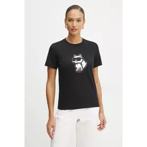 Karl Lagerfeld tricou din bumbac IKON SKETCH femei, culoarea negru, A1W17128 imagine