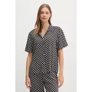 Karl Lagerfeld camasa femei, culoarea negru, cu guler clasic, regular, A1W46044 imagine