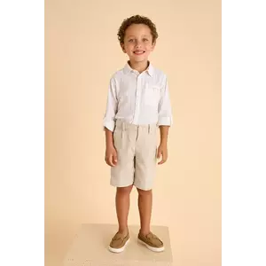 Mayoral pantaloni cu amestec de in pentru copii culoarea bej, cu imprimeu, 3217 imagine