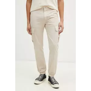 Tommy Jeans pantaloni de bumbac culoarea bej, cu fason cargo, DM0DM20284 imagine
