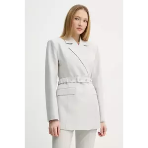 Gestuz sacou din lana culoarea gri, cu doua randuri de nasturi, neted, 10909752 imagine